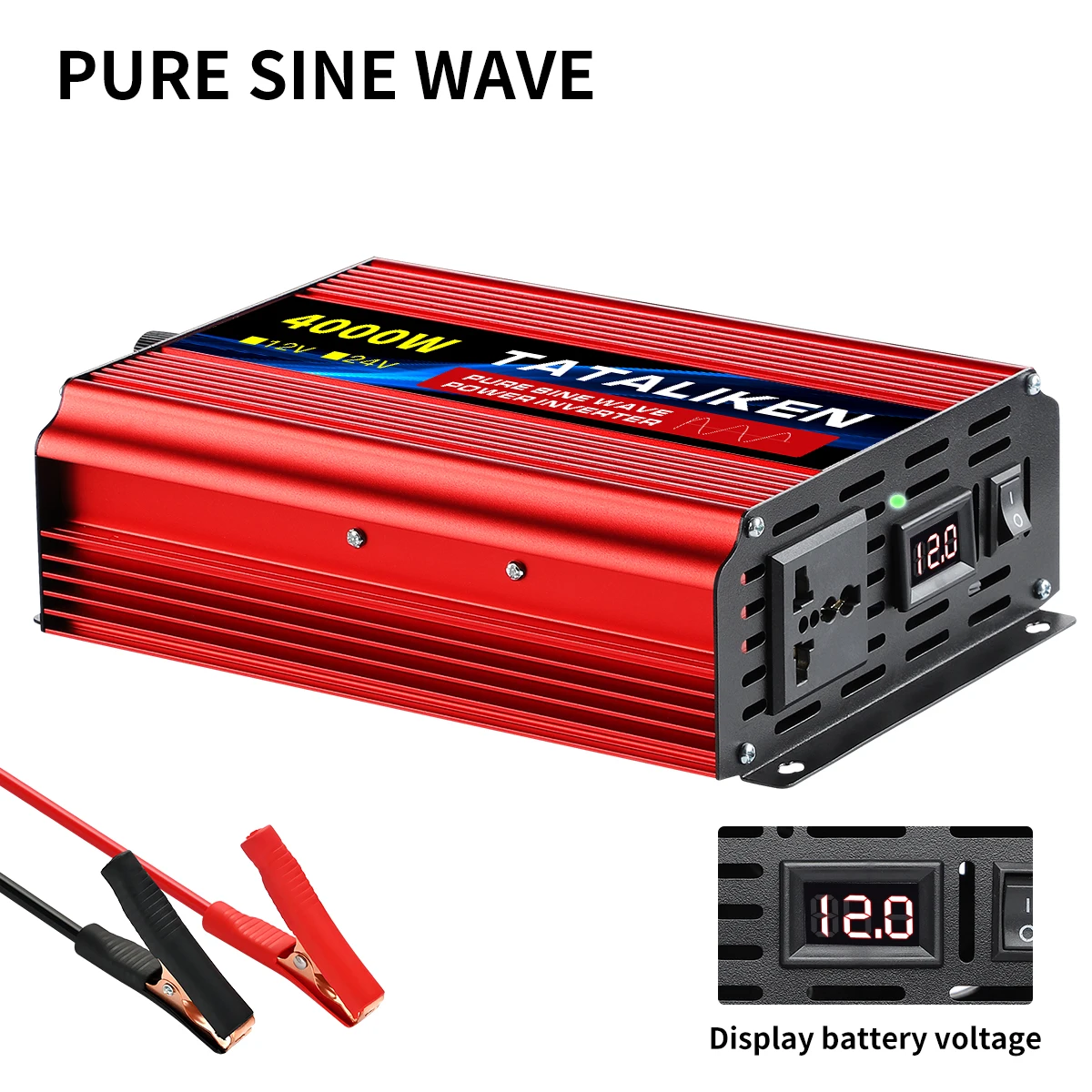 Pure Sine Wave Inverter 1000W-4000W DC 12V and 24V to AC 220V 50hz Power Inverter Charger Adapter Universal Socket - AliExpress 34 - Color Name : 12V 4000W 220V