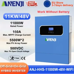 ANENJI 4KW 6.2KW 11KW Hybrid Solar Inverter MPPT Output 230VAC On/Off Grid Solar Inverter PV 60-500V Works Without Batteries - AliExpress 13 - Color : ANJ-11000W-48V-WIFI - Output Voltage : 220-240V - Ships From : Poland