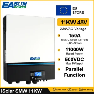 Easun Dual MPPT Hybrid Soalr Inverter 11KW 150A Dual AC Output 230V 48V 50hz/60hz 500vdc Off Grid Solar Charger WIFI Parallel - AliExpress 13 - Color : smw 11kw - Ships From : PL