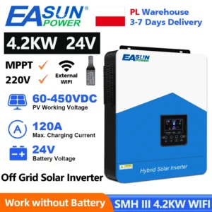 EASUN POWER 4.2KW Hybrid Solar Inverter 24V 220V Built 120A Mppt Solar Charger Controller Off Grid Inverter With WIFI - AliExpress 13 - Color : SMH III 4.2KW 24V WIFI - Ships From : Poland