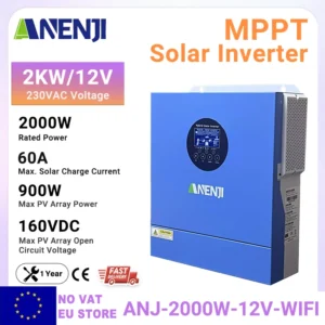 MPPT Hybrid Solar Inverter 6.2KW 4.2KW 2KW 48V 24V 12V On/Off Grid Built-in Solar Charger Controller 120A 100A 60A Pure SineWave - AliExpress 13 - Color : ANJ-2000W-12V-WIFI - Ships From : Poland
