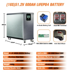 48V 600Ah LiFePO4 Lithium Battery Pack 30Kwh 100Ah 120Ah 200Ah 300Ah Built-in 200A BMS 6000+ Cycle For Solar System EU PL Stock - AliExpress 44 - Color : 51.2V 600Ah Pack - Ships From : China Mainland