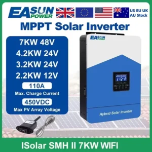 Easun 7000w 4200w 3200w 2200w 12v 24v 48v MPPT Hybrid Off Grid Pure Sine Wave 80a 110a 230v 50/60hz Solar Inverter Charger - AliExpress 13 - Color : SMH II 2.2KW Wifi-1 - Ships From : GERMANY