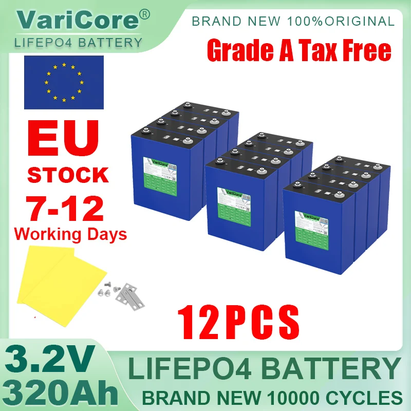 3.2V 340Ah LiFePO4 Rechargeable Battery Lithium Iron Phosphate for 12v 24v 36v 48v Travel Solar Campers Golf Cart Yacht Tax Free - AliExpress 44 - Color : 12pcs 3.2V 320Ah