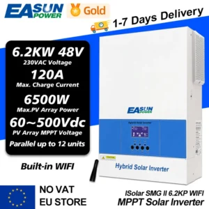 EASUN Hybrid Solar Inverter 6.2KW 4.2KW Single Dual Output with Wifi MPPT 120A 48V 24V to 230VAC Off Grid Charge Work No Battery - AliExpress 13 - Color : SMG II 6.2KP Wifi - Ships From : PL