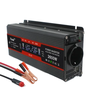 Power Inverter 1500W/2000W/2600W LCD Display DC 12V to AC 220V Solar 2 USB Car Transformer Convert EU Socket Modified Sine Wave - AliExpress 34 - Color Name : 2600W Black - Ships From : spain
