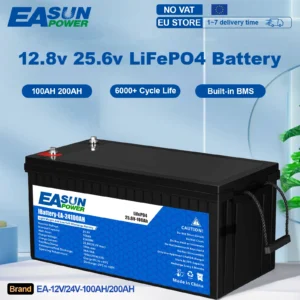 EASUN LiFePO4 Battery 12V 24V 100Ah 200Ah Lithium Iron Phosphate Battery Built-in BMS 6000+ Cyclic For Inverter Solar RV No Tax - AliExpress 13 - Color : 12V 200AH - Ships From : france