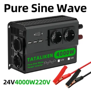 Pure Sine Wave Inverter  4000W/5000W high-power converter  voltage conversion converter adapter EU Socket - AliExpress 34 - Color Name : 24V4000W220VEU-black