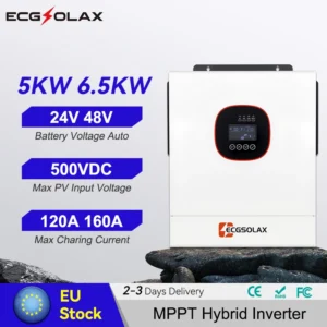 ECGSOLAX 5KW 6.5KW Solar Hybrid Inverter 24V 48V Single-phase 230VAC With MPPT 120A 160A charging Solar Inverter count-in WIFI - AliExpress 13 - Output Voltage : 220-240V - Ships From : france - Input Voltage : 24V