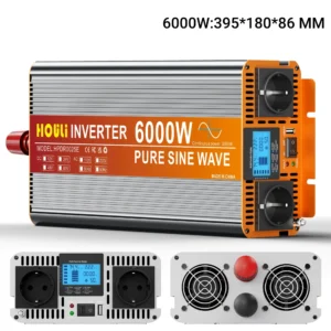 HOULI inverter pure sine 12v 220v 24v Frequency converter clean sinys 7000W/6000W/5000W/4000W/3000W 2EU sockets home appliance - AliExpress 13 - Color : 6000W - Output Voltage : 220V - Ships From : spain - Input Voltage : 12V