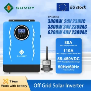 Sumry Off Grid Hybrid Solar Inverter 220V 80A MPPT Solar Charger Controller 55-450v Pure Sine Wave Inverter 3000W 3800W 6200W - AliExpress 13 - Color : 6200W 48V with WIFI - Output Voltage : 220-240V - Ships From : Poland
