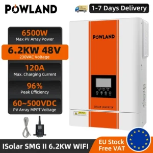 POWLAND 11KW 6.2KW 4KW Hybrid Solar Inverter 48V 24V 230V With Max 160A 120A MPPT Charge Controller PV Max 500V Support BMS EU - AliExpress 13 - Color : SMG II 6.2KW WIFI