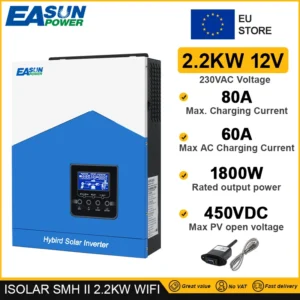 Easun Power 6.2kw 4.2kw 3.2kw 2.2kw 12v 24v 48v MPPT Hybrid Off Grid Pure Sine Wave 80a 110a 230v 50/60hz Solar Inverter Charger - AliExpress 13 - Color : 2.2kw 12v wifi - Ships From : PL