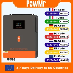PowMr 10.2KW Hybrid Solar Inverter 48V 220V On Grid Off Grid Pure Sine Wave Inverter Dual Output MPPT 160A Solar Battery Charger - AliExpress 13 - Color : 10.2KW with WIFI - Output Voltage : 220-240V - Ships From : GERMANY