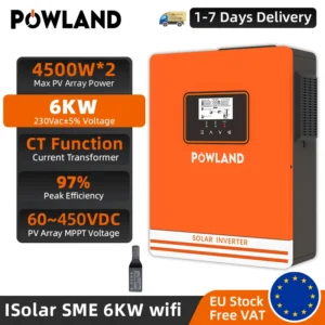 POWLAND 6KW Solar Inverter MPPT 4500W*2 PV Input 60-450VDC Support CT Function Pure Sine Wave Inversor For Solar Power System - AliExpress 13 - Color : SME-6KW-WIFI
