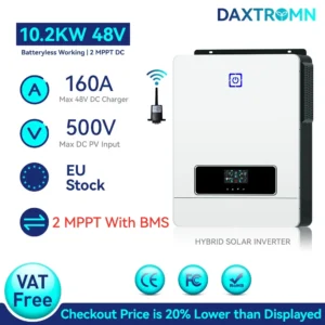 Daxtromn 10.2KW 8.2KW 6.2KW 4.2KW 3KW 1KW Solar Hybrid Inverter 12V 24V 48V 220V 500VDC 160A MPPT Pure Sine Wave Solar inverter - AliExpress 15 - Color : 10.2KW 48V BMS Wifi