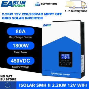 EASUN POWER Hybrid Solar Inverter 2.2KW 2KW 12V Off Grid 220VAC PV Input 450VDC Built-in 80A MPPT Solar Charger With WIFI in EU - AliExpress 13 - Color : SMH II 2.2KW WIFI - Output Voltage : 220-240V - Ships From : PL - Input Voltage : 12V