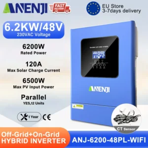 ANENJI 6.2KW 48V Hybrid Solar Inverter Parallel Photovoltaic On Grid MPPT Inverter Pure Sine 220V 120A Solar Charger PV 500V - AliExpress 13 - Color : Parallel - Output Voltage : 220-240V - Ships From : Poland - Input Voltage : 48V