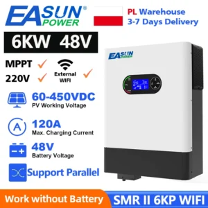 EASUN POWER 6KW Hybrid Solar Inverter 48V 220V 120A MPPT Charger Battery Pure Sine Wave Parallel Grid Tie Inverter With WIFI - AliExpress 13 - Color : SMR-II-6KP-48V-WIFI - Ships From : Poland