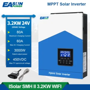 EASUN NEW Hybrid Solar Inverter 24V 3000W 220VAC Pure Sine Wave MPPT 80A 450VDC On/Off Grid Solar Charger Controller 50HZ 60HZ - AliExpress 13 - Color : SMH-II-3.2K-WiFi - Ships From : GERMANY