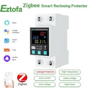 SmartLife TUYA ZigBee 2P/63A Circuit breaker Earth Leakage Over Under Voltage Protection Protector Relay Switch Energy kWh Meter - AliExpress 13 - Rated Current : 1-63A adjustable