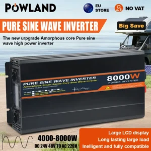 POWLAND 8KW 5KW 4KW Inverter 24V To AC 220V Pure Sine Wave Solar Power Inverter Transformer Voltage Frequency Converter EU - AliExpress 13 - Color : 4000W - Socket Type : Europe - Input Voltage : 24V - Ships From : france