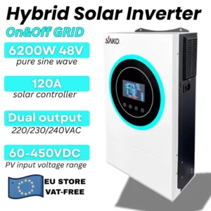 Sako Sunon V 6.2KVA 6200W 48V Hybrid Inverter | Build-in 120A MPPT 60-450VDC PV inputT Battery-Less Operation - AliExpress 13 - Color : 6200w-48v nowfi - Output Voltage : 220-240V - Ships From : france - Input Voltage : 48V