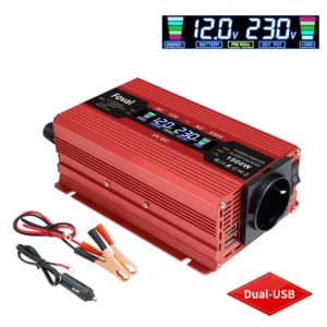 Power Inverter 1500W/2000W/2600W LCD Display DC 12V to AC 220V Solar 2 USB Car Transformer Convert EU Socket Modified Sine Wave - AliExpress 34 - Color Name : 1500W Red - Ships From : spain