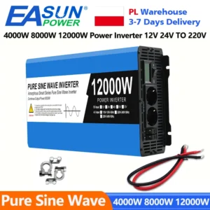 EASUN POWER 4000W 8000W 12000W Pure Sine Wave Power Car Inverter DC 12V 24V To AC 220V Portable Power Bank Converter Transformer - AliExpress 34 - Color Name : 8000W-12V - Ships From : Poland