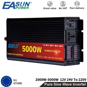 EASUN POWER 3000W 4000W 5000W Pure Sine Wave Car Inverter DC 12V 24V AC 220V 50Hz LED Display Power Converter EU Stock No TAX - Color : 4000W - Input Voltage : 24V