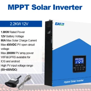 EASUN Solar Inverter 2.2KW 3.2KW 4.2KW 6.2KW 12V 24V 48V Pure Sine Wave Hybrid Inverter With 80A 120A Power Controller NO VAT - AliExpress 13 - Color : 2.2KW-WIFI - Ships From : spain