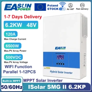EASUN 4.2KW 6.2KW Hybrid Solar Inverter 48V MPPT120A Charger Pure Sine Wave Off Grid Inverter 24V 230V Battery Charger with WIFI - AliExpress 13 - Color : SMG II 6.2KP 48V WIFI  Parallel