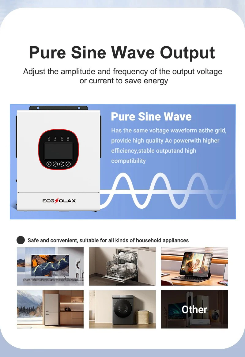 ECGSOLAX 6.5KW Solar Hybrid Inverter 48V 220Vac With MPPT 120A 160A Hybrid Solar Inverter Built-in WIFI - AliExpress 13 - Output Voltage : 220-240V - Ships From : france - Input Voltage : 48V - Image 4