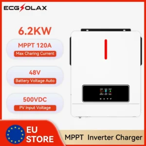 ECGSOLAX 6.2KW Hybrid Solar Inverter 48V 220Vac With120A MPPT Charge Controller PV Max 500V Pure Sine Wave Solar Hybrid Inverter - AliExpress 13 - Color : 6.2KW 48V - Output Voltage : With WIFI - Ships From : GERMANY