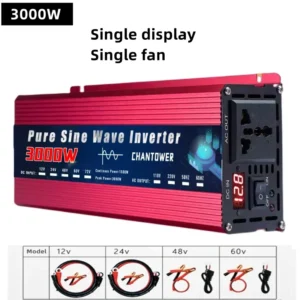Pure Sine Wave Inverter 12V 220V 1000W-5000W DC 12v To AC 220v Power Supply Converter Car Solar Inverter - Color : 3000W  12V