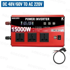 SOECOPO 15000W Power Inverter 12V - 72V to 110V 220V Car 2 Voltage Converter 3 Universal Sockets & 8 USB Ports for Balcony Plant - AliExpress 34 - Color Name : 48V 60V To 220V 50Hz