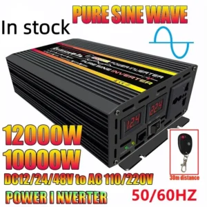 8000/10000W LCD Display Solar Power Inverter 12V 24V 48V to 110V/220V Pure Sine Wave Voltage Transformer Car Charge Converter - Color : 8000w - Output Voltage : 220V(210-230V)60HZ - Ships From : China Mainland - Input Voltage : 12V