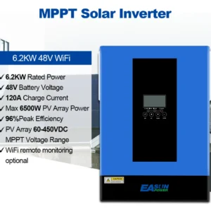 Easun Power Hybrid Solar Inverter 2KW 3.2KW 4KW 6.2KW 120A Mppt Charge 24V 48V 220V Pure Sine Wave Off Grid Wifi Inverter 500V - AliExpress 13 - Color : 6.2KW-WIFI - Ships From : spain