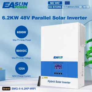 EASUN 5.6KW Hybrid Solar Inverter  Parallel MPPT 120A Solar Charger PV Input 6000W 450vdc LED Ring Lights Touchable Button - AliExpress 13 - Color : SMS-6.5KP-Wifi - Output Voltage : 220-240V - Ships From : Poland