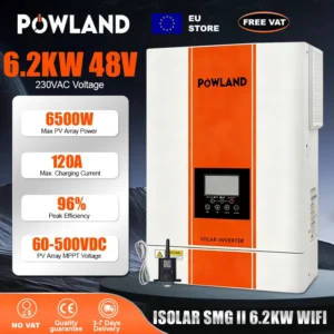 POWLAND 6.2KW 48V Hybrid Solar Inverter 230VAC Built-in MPPT 120A Pure Sine Wave RS485 WIFI No Battery Mode 50/60HZ VAT Free - AliExpress 13 - Output Voltage : 220-240V - Ships From : Poland - Input Voltage : 48V