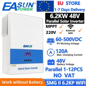 EASUN 6.2KW Hybrid Solar Inverter 48V 230V 120A Mppt Solar Charger PV Input 500V Pure Sine Inverter With WIFI Support Parallel - AliExpress 13 - Color : ISolar-SMG-II-6.2KP-48V-Wifi - Ships From : Poland