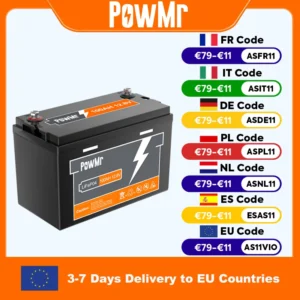 PowMr 300AH 200AH 150AH 100AH Lifepo4 Battery 12V 24V Battery Packs Solar Lithium Battery Rechargeable BMS Grade A 6000+ Cycle - Color : POW-200AH-12.8V - Ships From : france