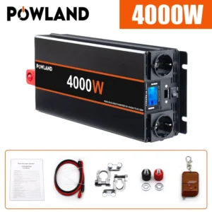 POWLAND 5000W 4000W 3000W Power Inverter DC 12V 24V To AC 220V Pure Sine Wave Car Inverter Converter Remote Control EU Socket - AliExpress 13 - Color : 4000W - Socket Type : Europe - Input Voltage : 24V