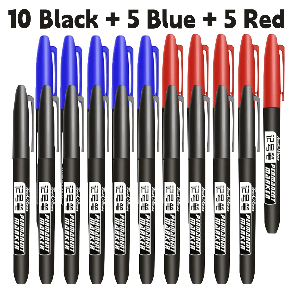 6 PCS Permanent Marker Pen Manga Drawing Markers Black Blue Red Waterproof Ink Sketch Pens Stationery Art School Supplies - AliExpress 21 - Color : 10Black5Blue5Red