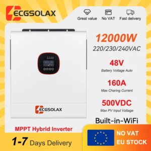 ECGSOLAX 12KW 48V Hybrid Solar Inverter MPPT 160A Pure Sine Wave Solar PV Inverter Max 500V 48V 230Vac - AliExpress 13 - Color : 12KW 48V - Ships From : france