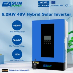 Easun 6.2KW 4KW 3.2KW 2KW Hybrid Solar inverter 12V 24V 48V MPPT Off Grid Pure Sine Wave120A 230v 50/60hz Solar Inverter Charger - AliExpress 13 - Color : SMG-III-6.2KW-WIFI - Ships From : france