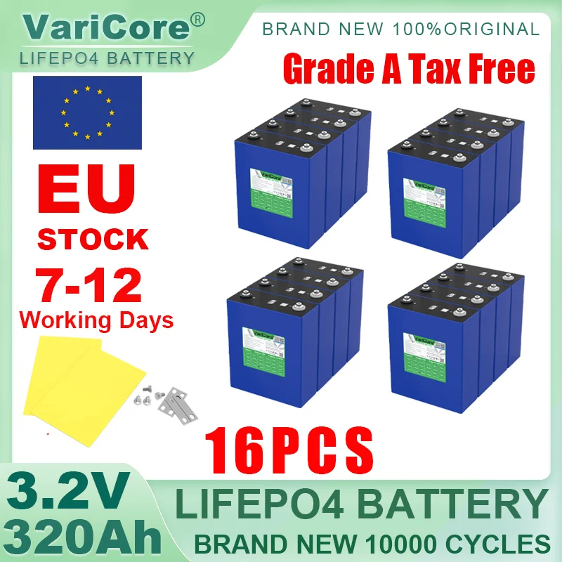 3.2V 340Ah LiFePO4 Rechargeable Battery Lithium Iron Phosphate for 12v 24v 36v 48v Travel Solar Campers Golf Cart Yacht Tax Free - AliExpress 44 - Color : 16pcs 3.2V 320Ah
