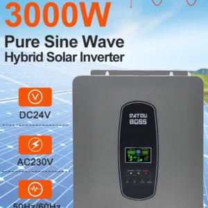 DATOUBOSS 3000W 5000W 6200W hybrid solar inverter 24V 48V 230v Pure Sine Wave Solar inverter 100A 150A MPPT controller - AliExpress 13 - Color : DT-24V3000W-EU - Output Voltage : 230V - Ships From : GERMANY