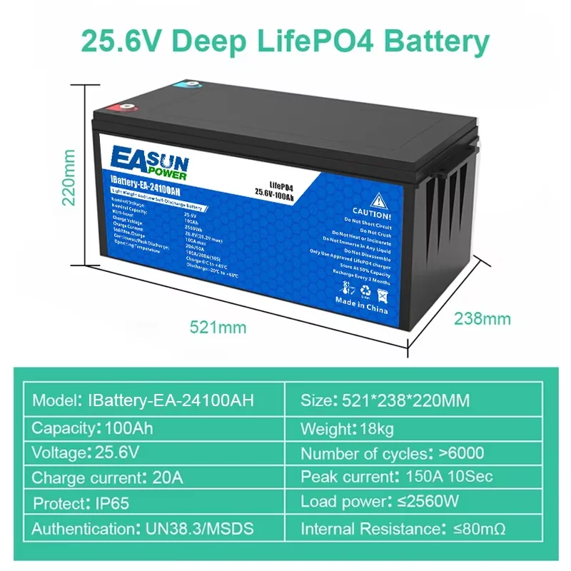 EASUN 200AH 100AH Lifepo4 Battery 12V 24V Packs Solar Lithium Iron Phosphate Battery Rechargeable BMS Grade A 6000+ Cycle - AliExpress 44 - Color : 24V-100AH - Ships From : france - Image 5