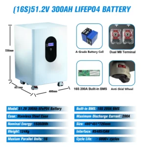 EU PL Stock 48V 300Ah Lithium LiFePO4 Battery Pack 15Kwh 100Ah 120Ah 200Ah 400Ah Built-in 200A BMS 6000+ Cycle For Solar System - AliExpress  - Color : 51.2V 300Ah Pack - Ships From : China Mainland